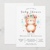 ボヘミアンプリント可能なクマのベビーシャワー 招待状 (正面/裏面)