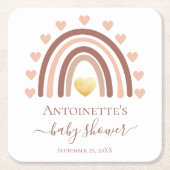 ボヘミアンベイビーシャワーカスタム スクエアペーパーコースター (正面)