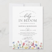 ボヘミアンベビーの開花ワイルドフラワーベビーシャワー 招待状 (正面)