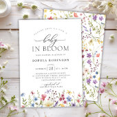 ボヘミアンベビーの開花ワイルドフラワーベビーシャワー 招待状