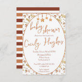 ボヘミアンベビートイズ木製自然、エコベビーシャワー 招待状 (正面/裏面)