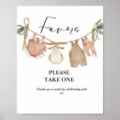 ボヘミアンベビー物干しバスラインのベビーシャワー好意のサイン ポスター (正面)