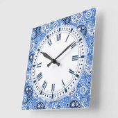 ボヘミアンペイズリーブルーカントリーファームスタイル スクエア壁時計 (傾斜)