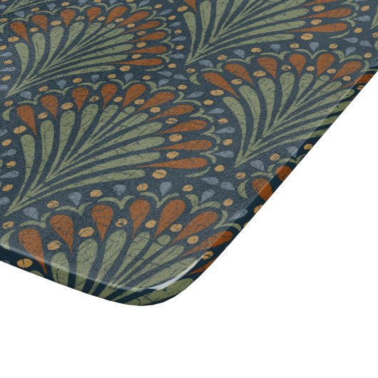 ボヘミアンホタテのファン、オリーブ、錆、ネイビーブルー カッティングボード (角)