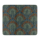 ボヘミアンホタテのファン、オリーブ、錆、ネイビーブルー カッティングボード (正面)