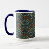 ボヘミアンホタテのファン、オリーブ、錆、ネイビーブルー マグカップ (左)