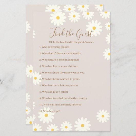 ボヘミアンホワイトデイジーフローラザゲスト (正面/裏面)