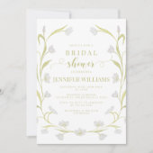 ボヘミアンホワイトフローラブライダルシャワー招待 招待状 (正面)