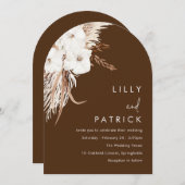 ボヘミアンホワイトモダンフローラボホアー結婚チーズ 招待状 (正面/裏面)