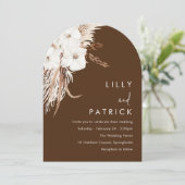 ボヘミアンホワイトモダンフローラボホアー結婚チーズ 招待状 (スタンド正面)
