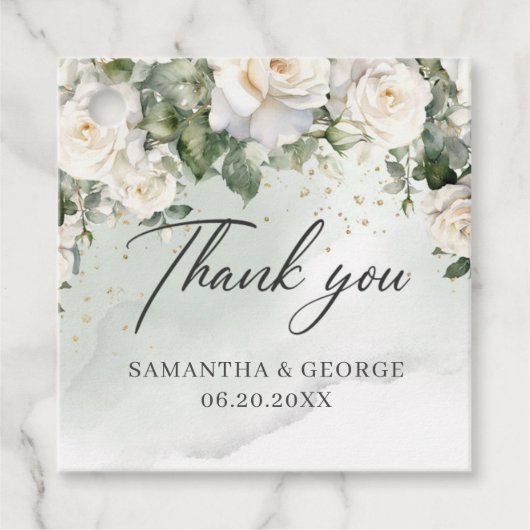 ボヘミアンホワイトローズ&ユーカリプタスグリーン フェイバータグ (正面)