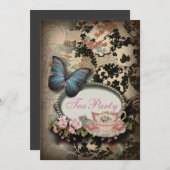 ボヘミアンボタニカルバタフライパリブライダルシャワー 招待状 (正面/裏面)