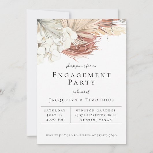 ボヘミアンボタニカル婚約パーティ 案内状 (正面)