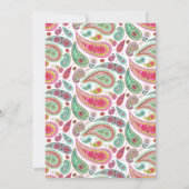 ボヘミアンボホシックピンクインディアンペイズリー結婚ズ 招待状 (裏面)