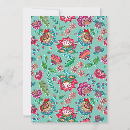 ボヘミアンボホターコイズフィエスタフォークフラワーズ 招待状 (裏面)