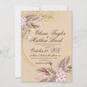 ボヘミアンボホパンパスグラス結婚の花 招待状 (正面)