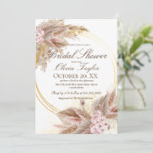 ボヘミアンボホパンパスピンクフラワーブライダルシャワー 招待状 (スタンド正面)