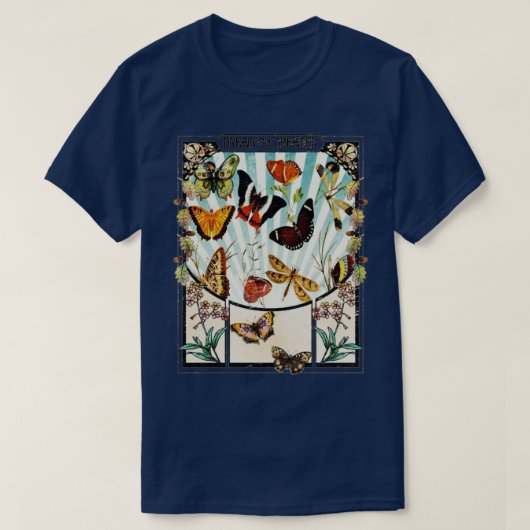 ボヘミアンボホヒッパイ蝶アールヌーボーヴィンタ Tシャツ (デザイン正面)