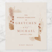 ボヘミアンボホフローララストアイボリー結婚式の引き出物 ワインラベル (シングルラベル)