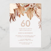 ボヘミアンボホフローラ60thバースデーパーティーバラ金ゴールド 箔招待状 (正面)
