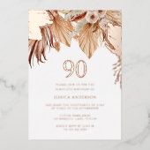 ボヘミアンボホフローラ90thバースデーパーティーバラ金ゴールド 箔招待状 (正面)