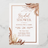 ボヘミアンボホブライダルシャワーバラ金ゴールド 箔招待状 (正面)