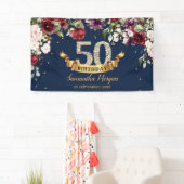 ボヘミアンボホブルゴーニュ赤面ピンク誕生日パーティー 横断幕 (インサイチュ)