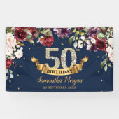 ボヘミアンボホブルゴーニュ赤面ピンク誕生日パーティー 横断幕 (横)