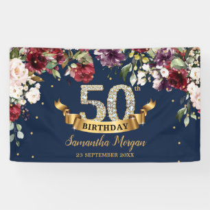 ボヘミアンボホブルゴーニュ赤面ピンク誕生日パーティー 横断幕