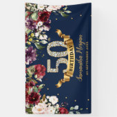 ボヘミアンボホブルゴーニュ赤面ピンク誕生日パーティー 横断幕 (縦)