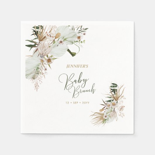 ボヘミアンボホベイビーシャワーブランチデコールナプキン スタンダードカクテルナプキン (正面)