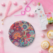 ボヘミアンボホモダンヒッピーシック花柄 ペーパープレート (パーティー)