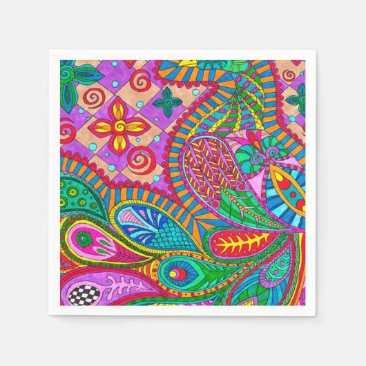 ボヘミアンボホモダン模様 スタンダードカクテルナプキン (正面)