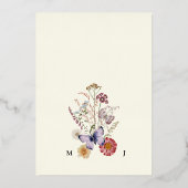 ボヘミアンボホワイルドフラワー結婚ズ 箔招待状 (裏面)