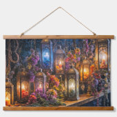 ボヘミアンボホ乾燥した花灯篭ウォールアート 吊り下げ型タペストリー (正面)