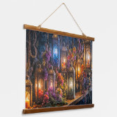 ボヘミアンボホ乾燥した花灯篭ウォールアート 吊り下げ型タペストリー (傾斜あり)