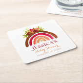 ボヘミアンボホ虹の赤ちゃんシャワー自然かわいい スクエアペーパーコースター (アングル)