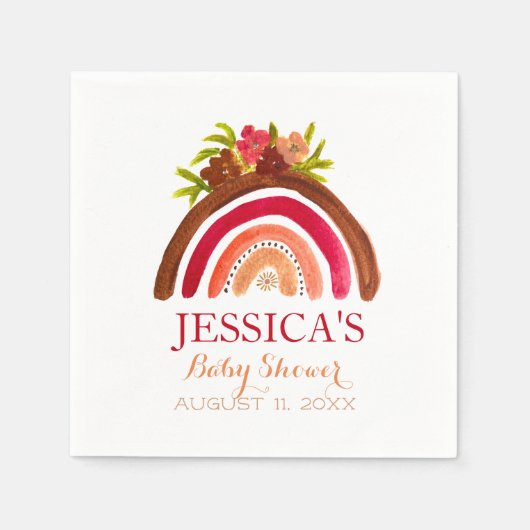 ボヘミアンボホ虹の赤ちゃんシャワー自然かわいい スタンダードカクテルナプキン (正面)