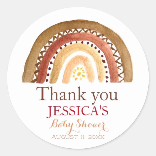 ボヘミアンボホ虹の赤ちゃんシャワー自然かわいい ラウンドシール (正面)