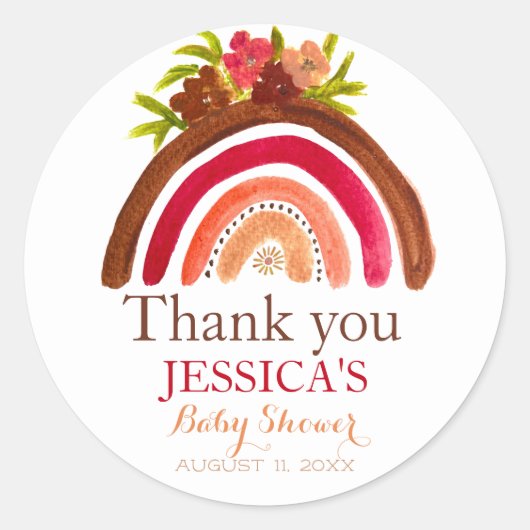 ボヘミアンボホ虹の赤ちゃんシャワー自然かわいい ラウンドシール (正面)