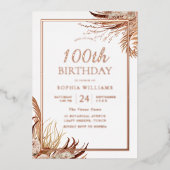 ボヘミアンボホ100thバースデーパーティーバラ金ゴールド 箔招待状 (正面)