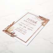 ボヘミアンボホ100thバースデーパーティーバラ金ゴールド 箔招待状 (回転した状態)