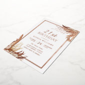 ボヘミアンボホ21st誕生日パーティーバラ金ゴールド 箔招待状 (回転した状態)