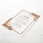 ボヘミアンボホ50thバースデーパーティーバラ金ゴールド 箔招待状 (回転した状態)