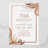 ボヘミアンボホ70thバースデーパーティーバラ金ゴールド 箔招待状 (正面)