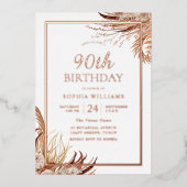 ボヘミアンボホ90thバースデーパーティーバラ金ゴールド 箔招待状 (正面)