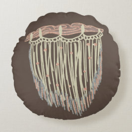 ボヘミアンマクラメぶら下がったズブラウンベージュ ラウンドクッション