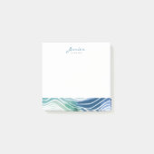 ボヘミアンマリンブルー&ティール（緑がかった色）ウェーブ ポストイット (正面)