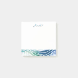 ボヘミアンマリンブルー&ティール（緑がかった色）ウェーブ ポストイット