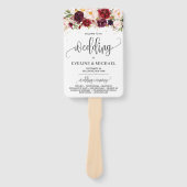 ボヘミアンマルサラフローラ赤面ピンクウェディングプログラム ハンドファン (正面)